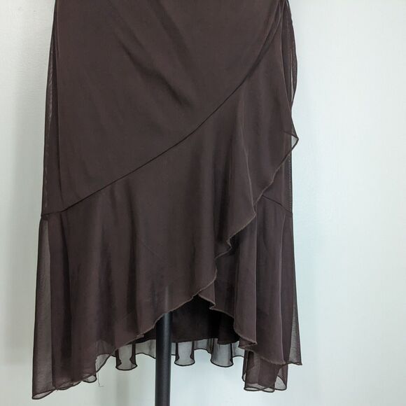 Vintage Ruby Rox Midi Dress M Brown Babydoll Fairy 90s Y2K Ruffle Mesh Empire - Picture 3 of 10